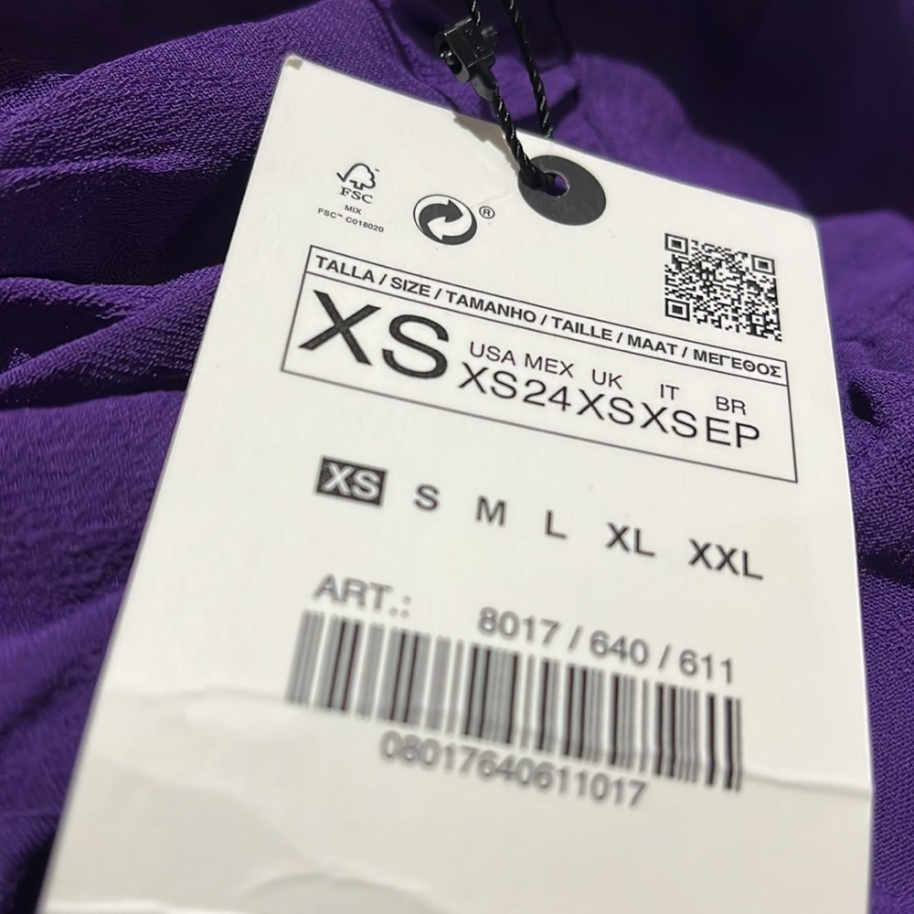 NWT ZARA Purple Jacquard Chiffon Midi Dress Bloggers Fav - Picture 4 of 7